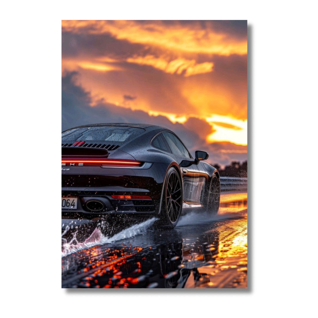 Porsche Trough the Sunset